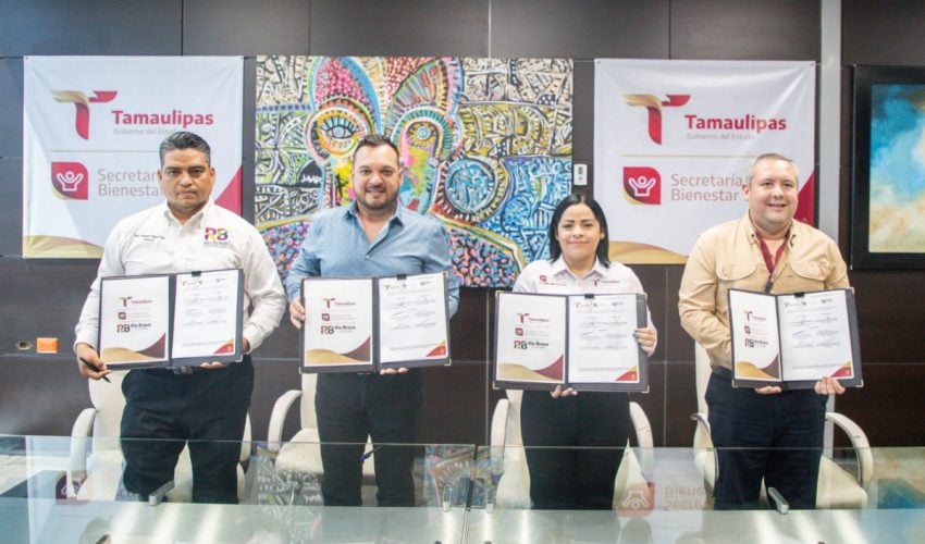 Firma SEBIEN, convenio para establecer “Comedores del Bienestar” en Río Bravo