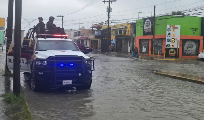 Activa Guardia Estatal Plan Tamaulipas en Matamoros tras fuertes lluvias