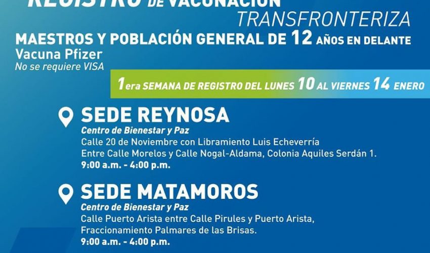 Lehrer und Tamaulipas ab 12 Jahren können den vom Gouverneur in den USA verwalteten Anti-Covid-Impfstoff erhalten