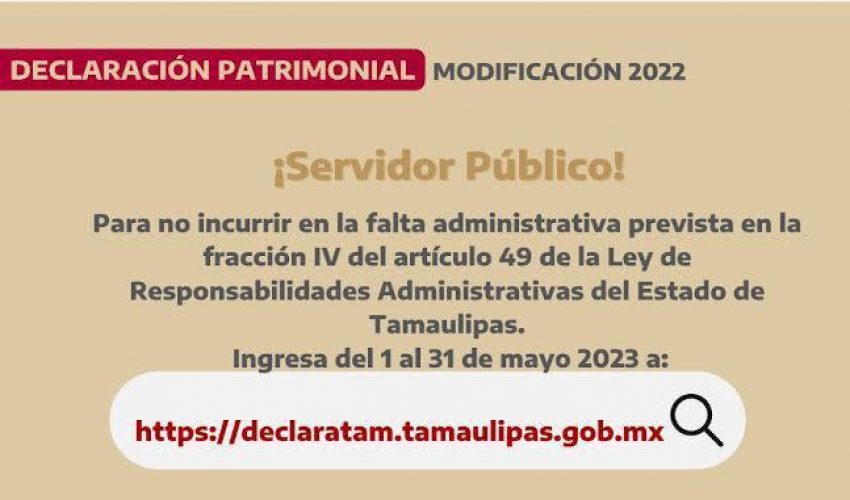 Exhorta Contraloría Gubernamental a realizar la Declaración Patrimonial del ejercicio 2022 al inicio del mes de mayo