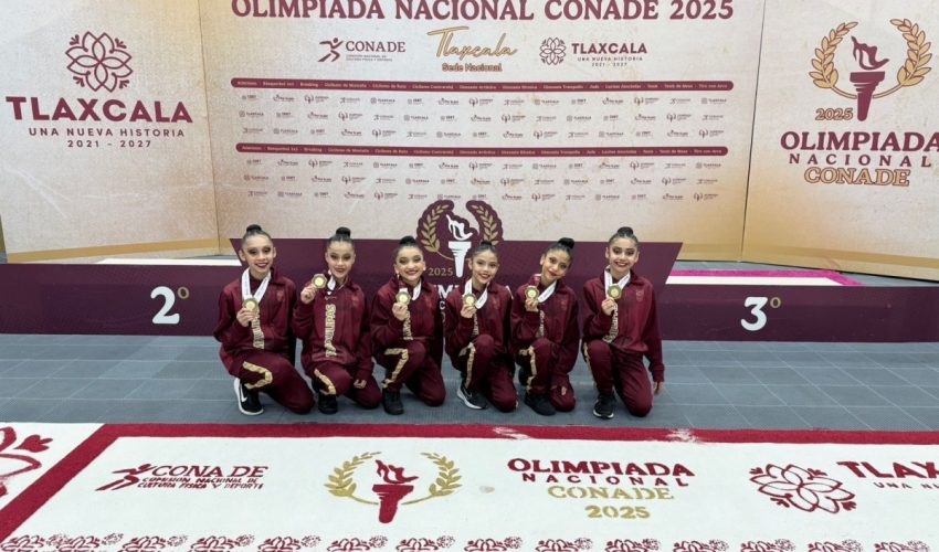 Presentación dorada de gimnasia rítmica de Tamaulipas en Olimpiada Nacional