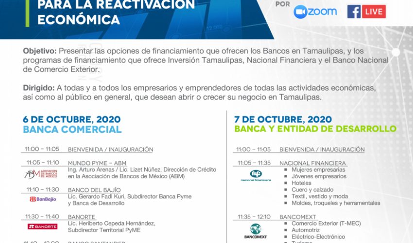 Tamaulipas organiza Expo Financiamiento para la reactivación económica