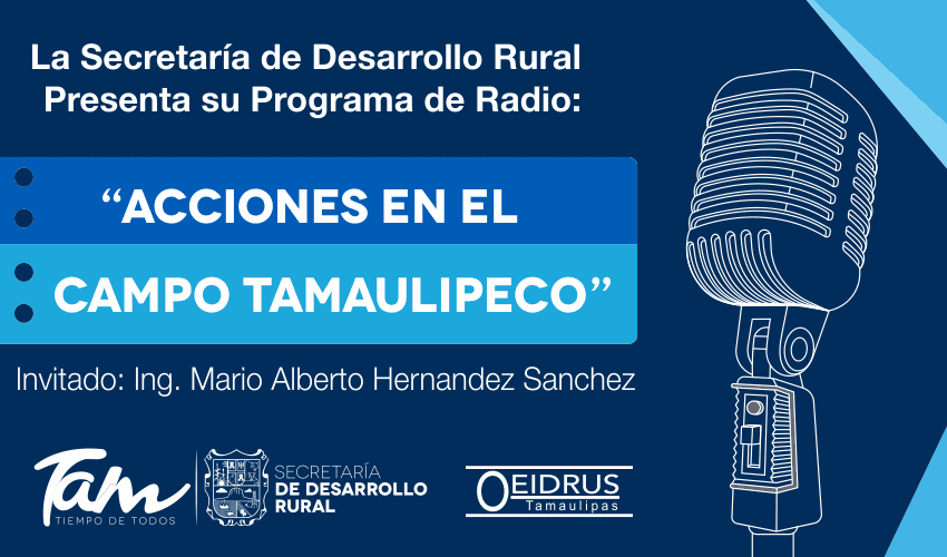 Programa de Radio “Acciones en el Campo Tamaulipeco” Invitado: Ing. Mario Alberto Hernández Sánchez, representante de la Dirección de Agricultura de la Secretaría de Desarrollo Rural