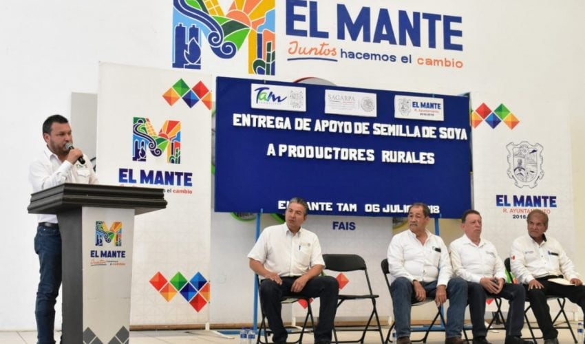 Cerca de 109 tons. de soya dispersa el Gobierno de Tamaulipas a productores de El Mante
