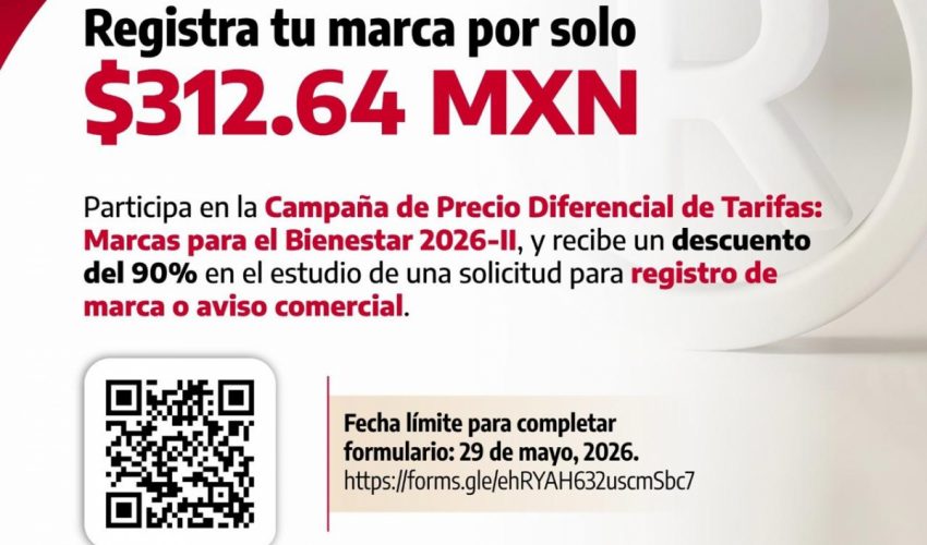 Invita Secretaría de Economía a registrar marcas con 90% de descuento