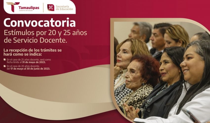 Convocatoria para otorgar Estímulos por 20 y 25 años de Servicio Docente Promoción 2023