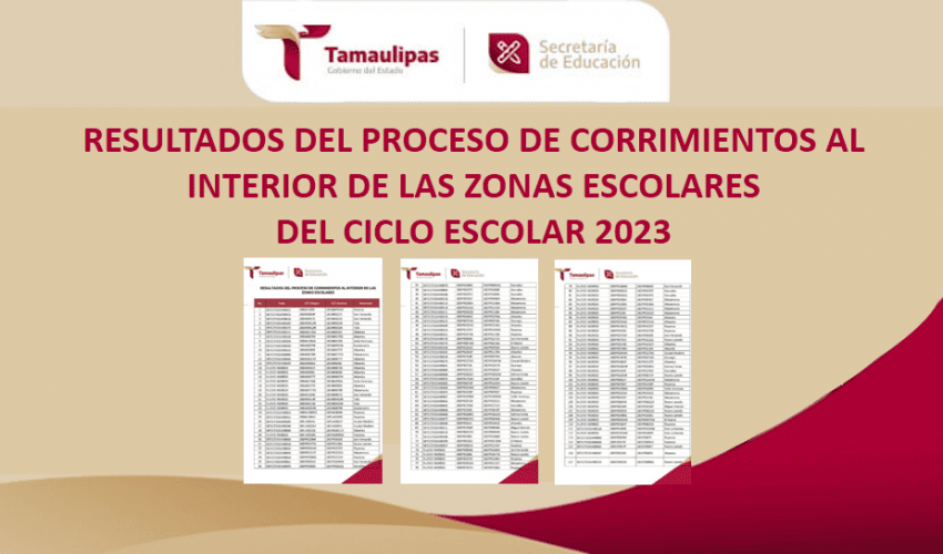 Consulta los resultados del proceso de corrimientos al interior de las zonas escolares del Ciclo Escolar 2023.