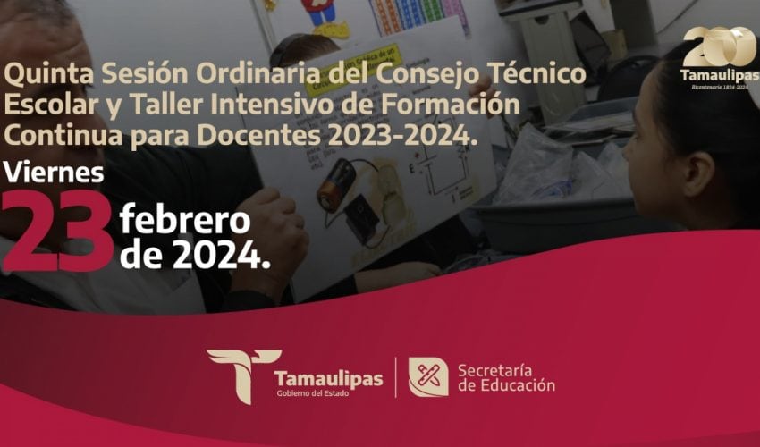 5.ª Sesión Ordinaria del Consejo Técnico Escolar y el Taller Intensivo de Formación Continua para Docentes