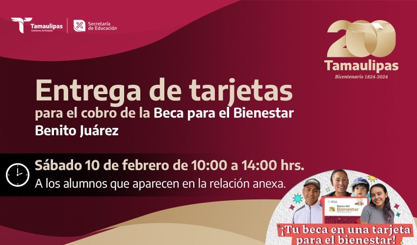Entrega de Tarjetas para el cobro de la Beca para el Bienestar Benito Juárez