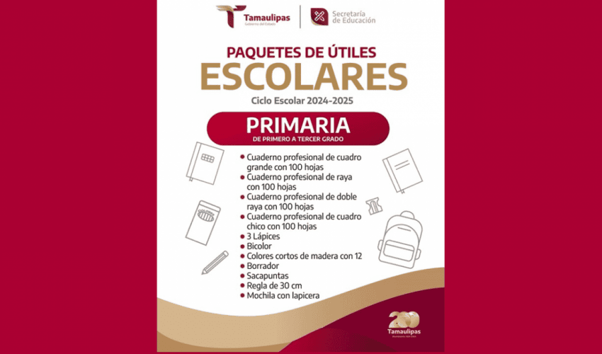 Paquete de Útiles Escolares de 1° a 3° Grado de Educación Primaria