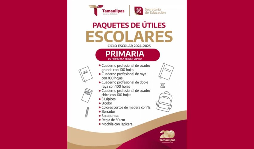 Paquete de Útiles Escolares de 1° a 3° Grado de Educación Primaria