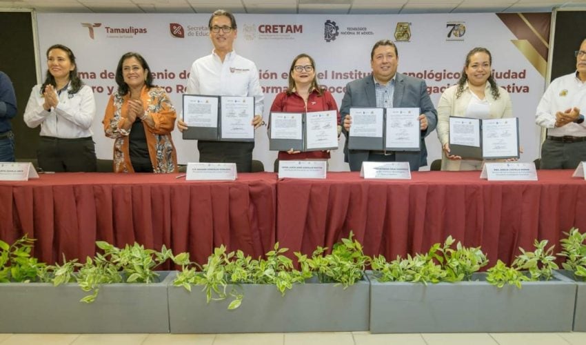 Firma de convenio entre el Instituto Tecnológico de Ciudad Madero y el Centro Regional de Formación e Investigación Educativa (CRETAM).