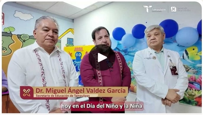 Video: El secretario de Educación de Tamaulipas, Miguel Ángel Valdez García, realizó una visita a las niñas y niños que atiende el programa Aulas Hospitalarias.