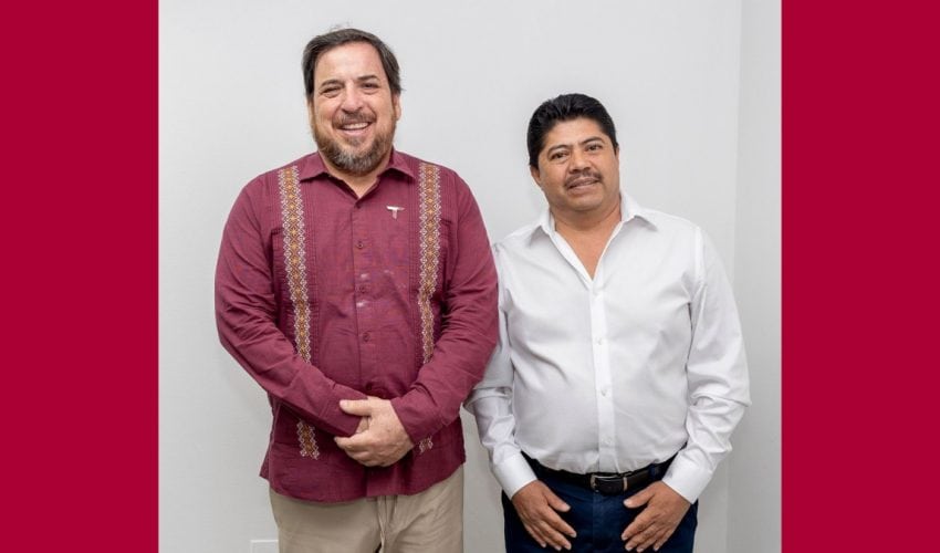 Visita en oficinas de la SET, del presidente municipal de Jaumave, el profesor Manuel Báez Martínez