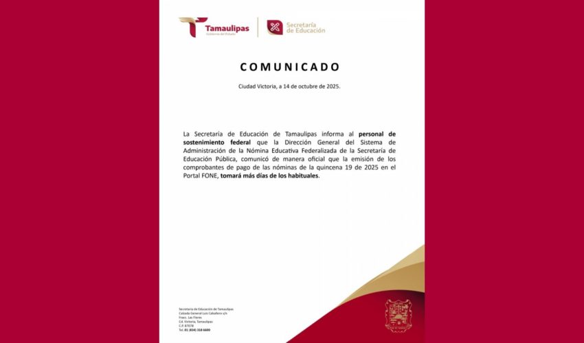 Comunicado al personal de sostenimiento federal.
