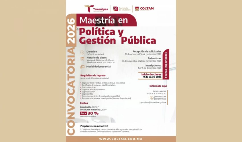 SET y COLTAM invitan a Maestría en Política y Gestión Pública