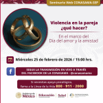 Se invita al Seminario Web CONASAMA-SEP “Violencia en la pareja ¿qué hacer?”
