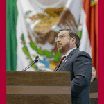 El secretario de Educación de Tamaulipas, Miguel Ángel Valdez García, compareció ante las y los diputados en el Pleno del Congreso del Estado.