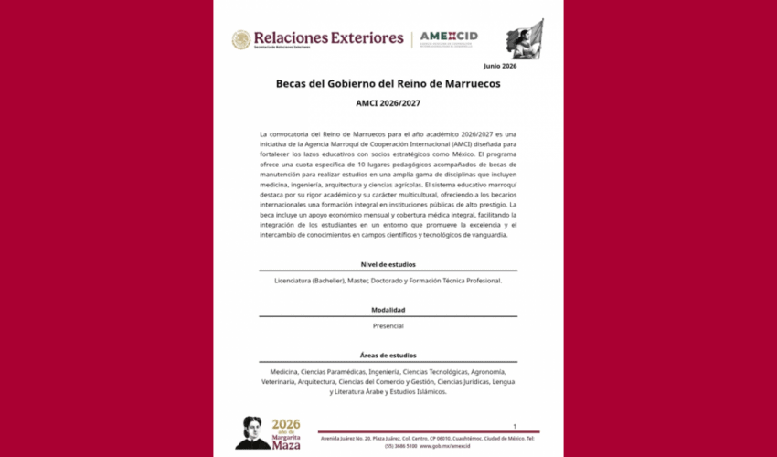 Becas de Gobierno del Reino de Marruecos.