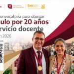 Estímulo por 20 años de Servicio Docente, promoción 2026