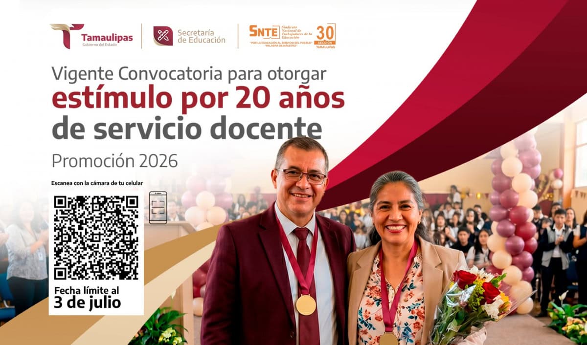 Convocatoria para otorgar estímulo por 20 años de servicio docente