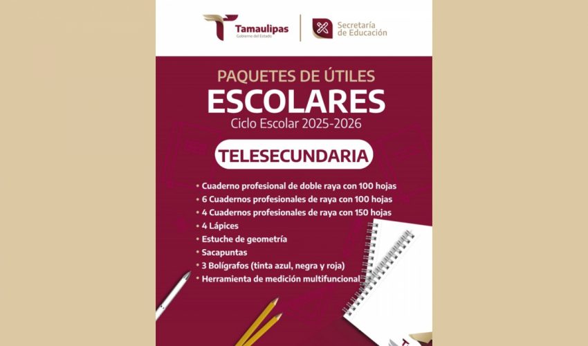Paquete de útiles escolares para Telesecundaria.