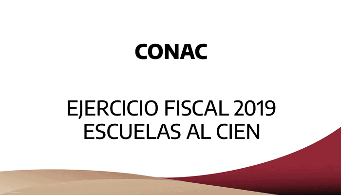 CONAC EJERCICIO FISCAL 2019 ESCUELAS AL CIEN