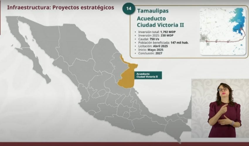 Inicia en mayo construcción de la segunda línea del acueducto de Ciudad Victoria CONAGUA