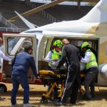 Trasladan a niño lesionado en ambulancia aérea