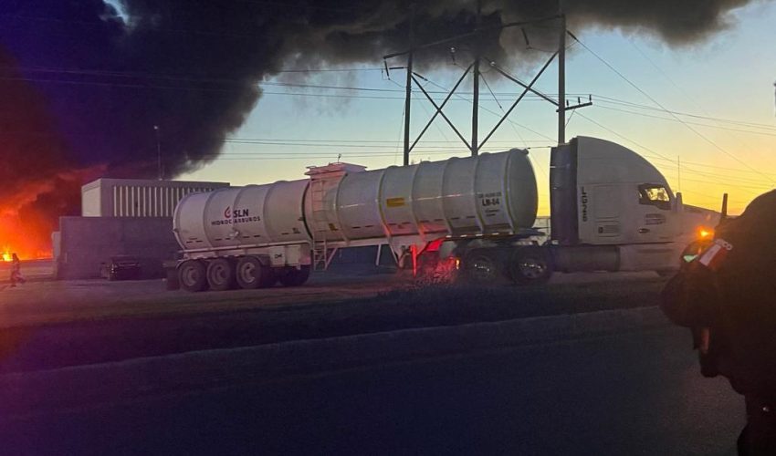 Atiende PC Tamaulipas incendio de pipas, al momento no se reportan lesionados