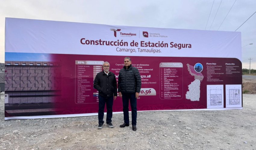 Supervisan secretarios de Seguridad y Obras Públicas construcción de Estaciones Seguras en la frontera