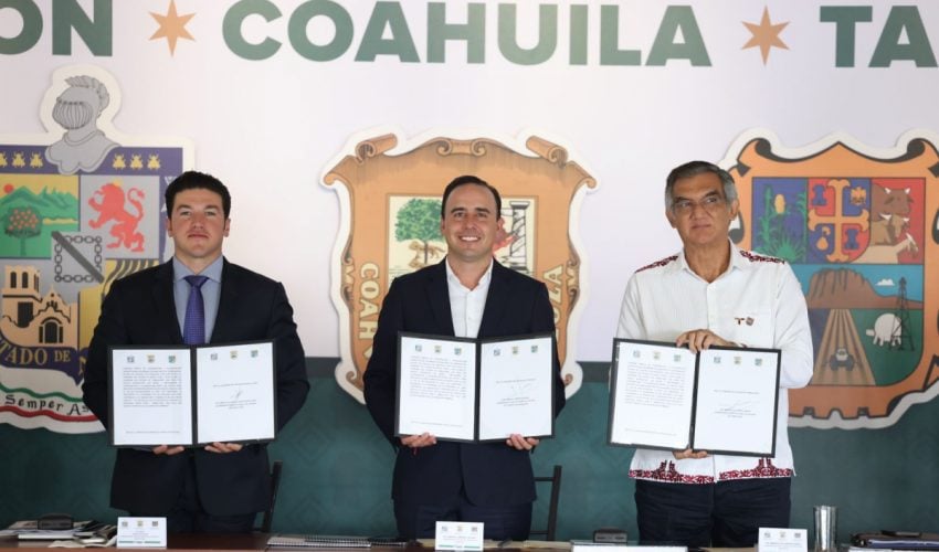 Firma Américo convenio de seguridad con gobernadores de Coahuila y Nuevo León