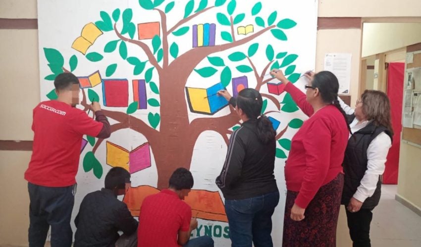 Adolescentes en conflicto con la Ley Penal y sus familias crean “El árbol de los libros” en Reynosa